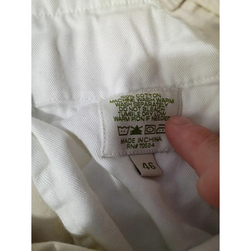 Orvis Mens Cargo Shorts Size 46 Cream Off White Cotton Canvas Outdoor Hiking